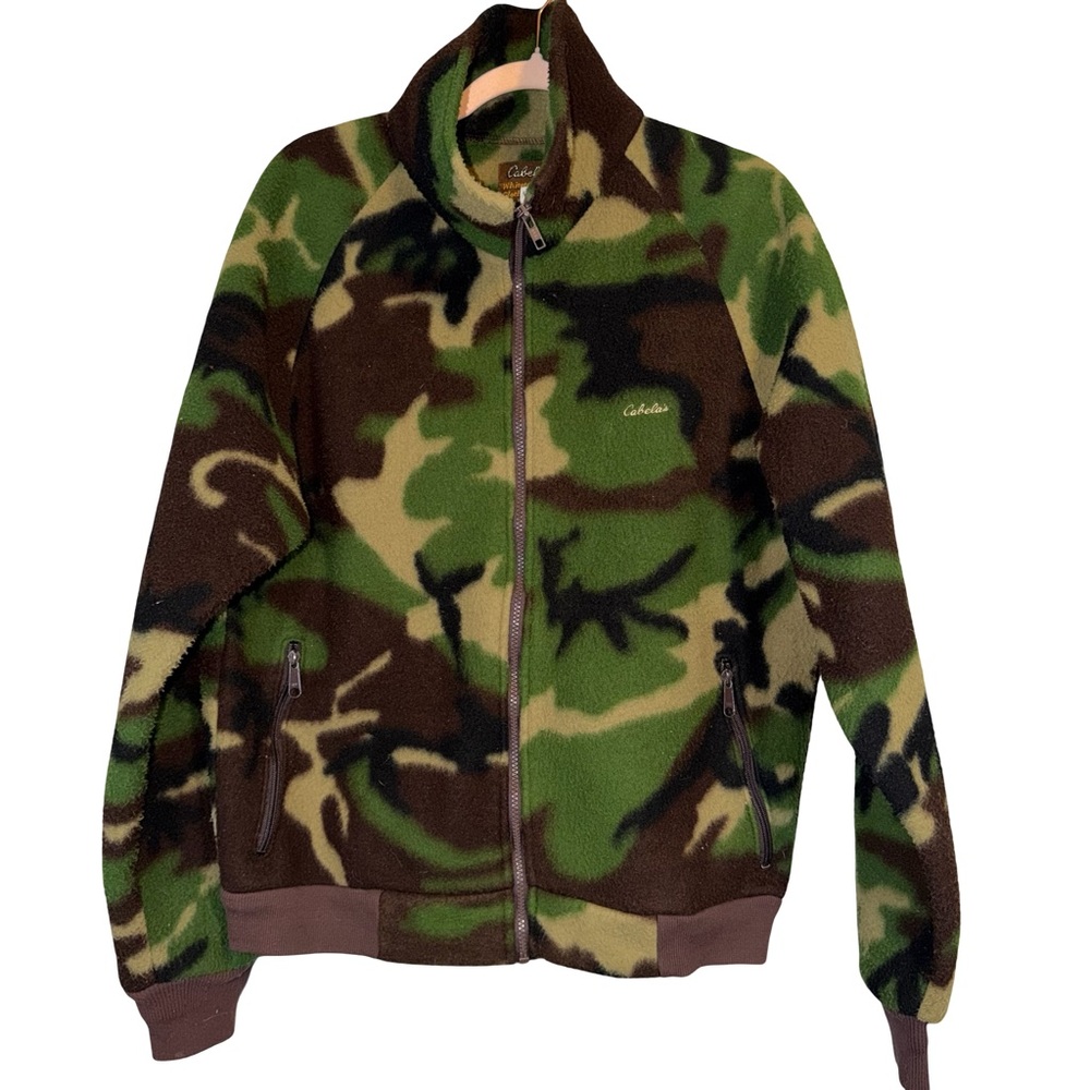 Vintage Cabela's whitetail clothing camo fleece jacket Size L. USA‎ made
